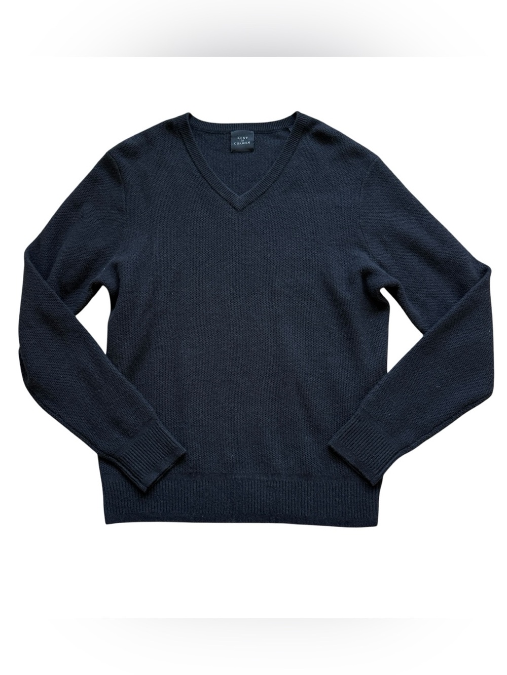 Kent & Curwen Men’s 100% Cashmere Black V-Neck Sweater M Classic Old Money Prep